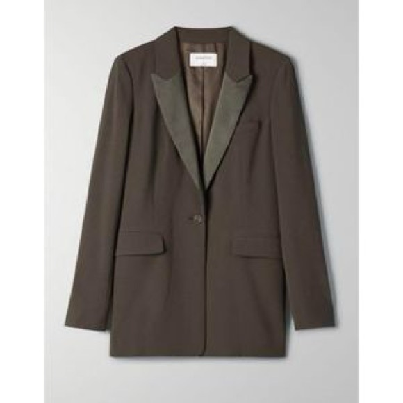 Aritzia Babaton Yates Blazer Tuxedo Jacket Olive Green - Picture 4 of 10